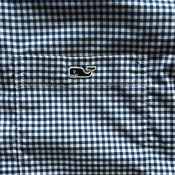 Vineyard Vines Blue Gingham Performance Classic Fit Tucker Button Front Shirt - Picture 3 of 6